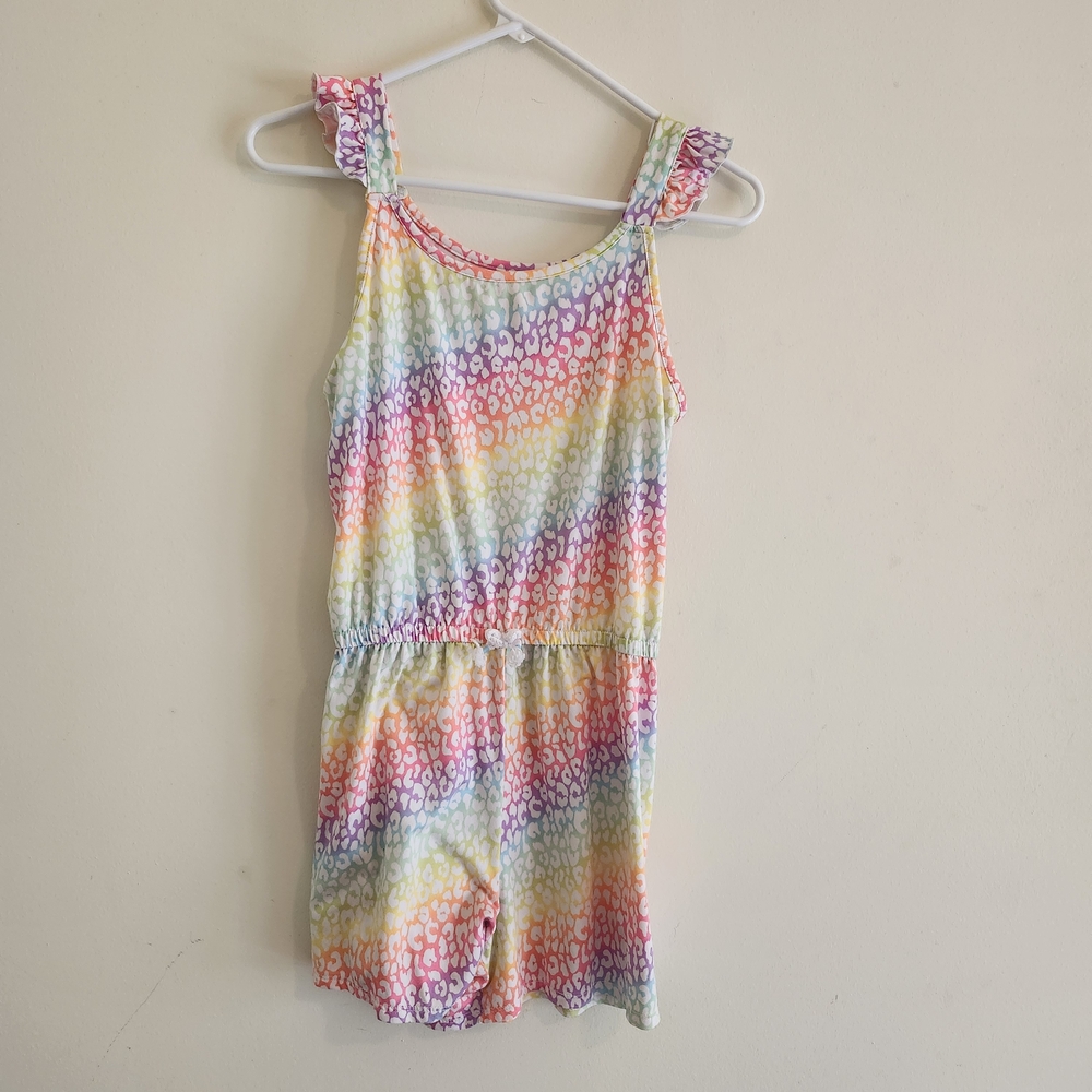 wonder nation Pink Purple Rainbow Leopard Print Romper